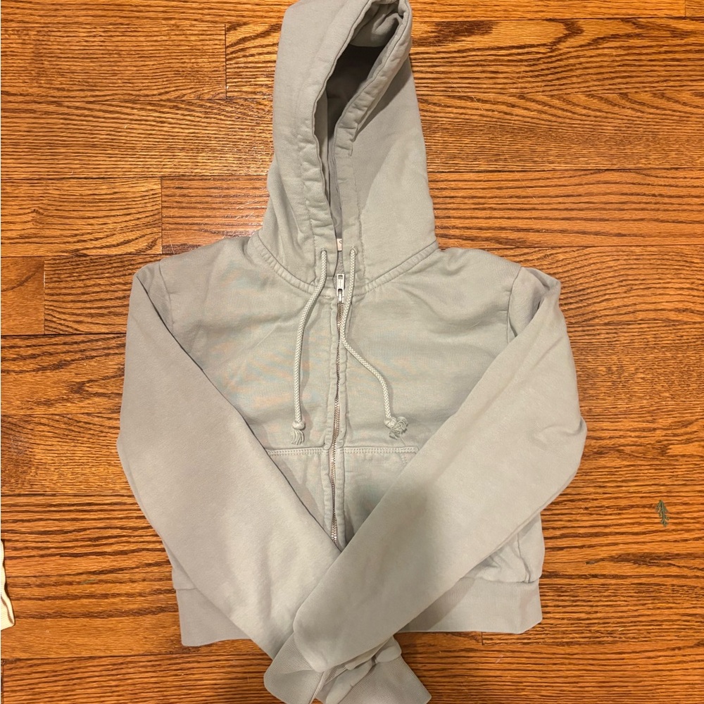 Light Green Brandy Melville Cropped Hoodie